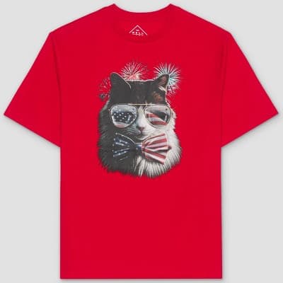 Men's Americana Cat Short Sleeve T-Shirt - Red XL