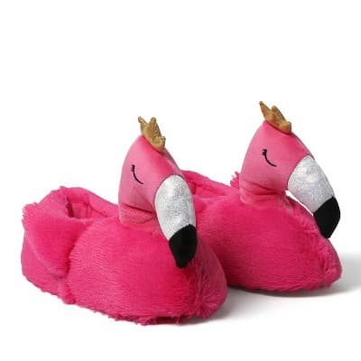 Cozyfoams Women's Overstuffed Animal Closed Back Slipper - Flamingo Size M
