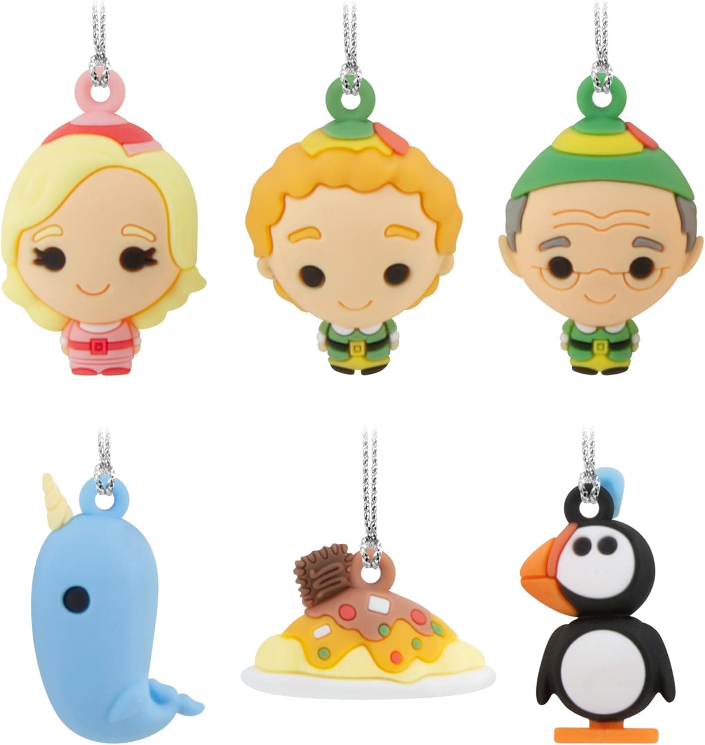 Hallmark Elf Miniature Ornaments - Set of 6 Shatterproof Gems