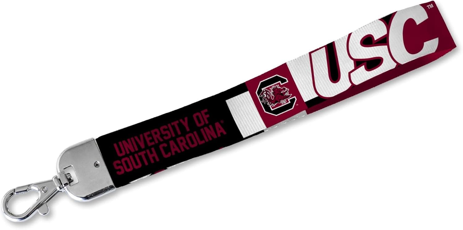 Rico Industries NCAA South Carolina Gamecocks Wrist Lanyard Key Chain, Cute Wristlet Strap Keychain Holder for Women Men Car Keys ID Badges Card Wallet Phone Camera