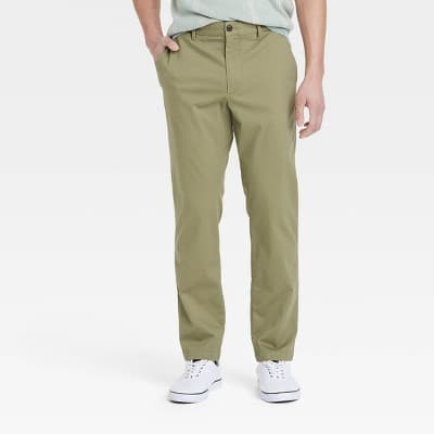 Men's Comfort Wear Slim Fit Chino Pants - Goodfellow & Co™ Olive 32x30: Cotton Modal Blend, Mid Rise, Twill Fabric