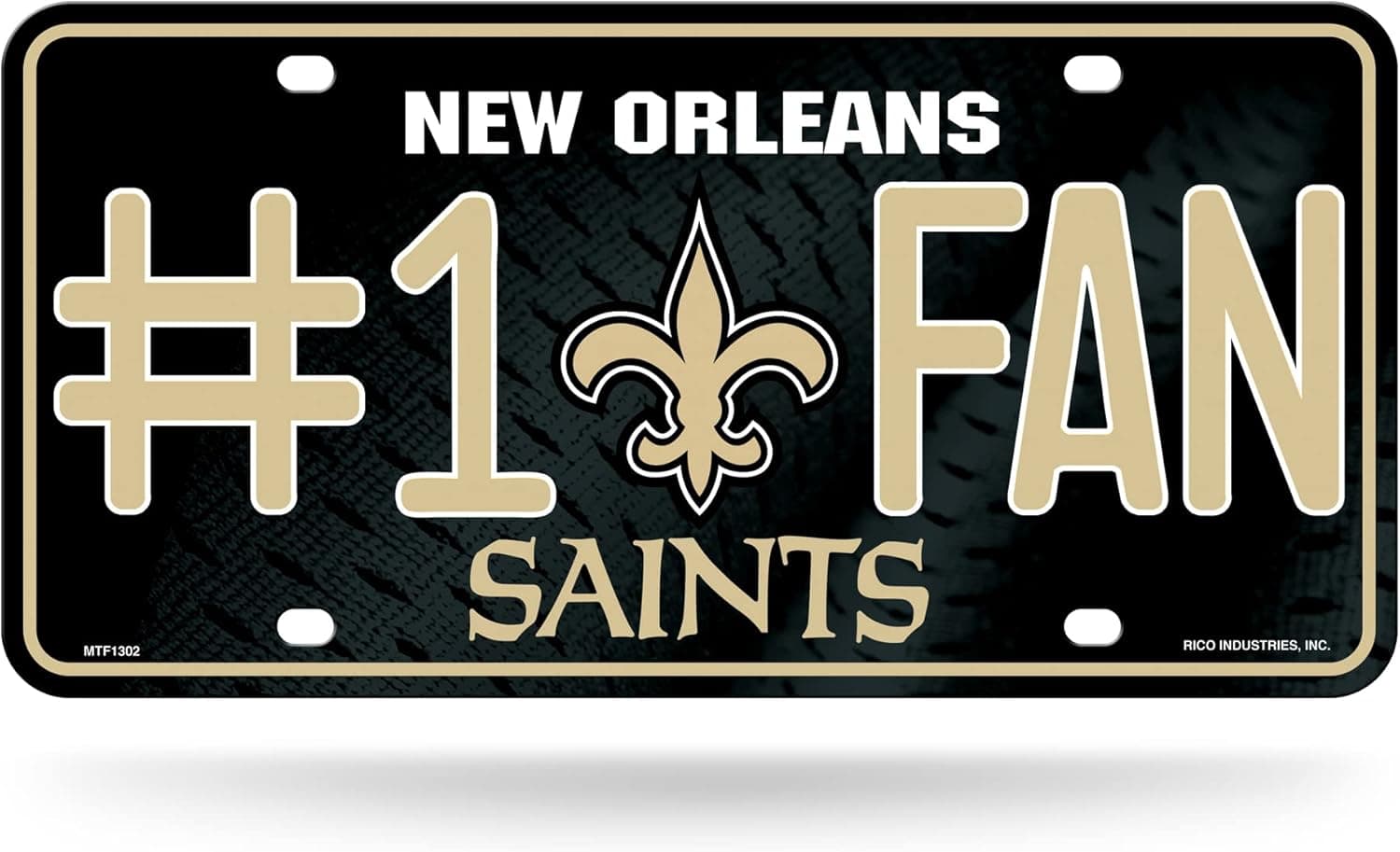 Rico Industries NFL Football New Orleans Saints #1 Fan Metal Auto Tag 6 x 11.5-"