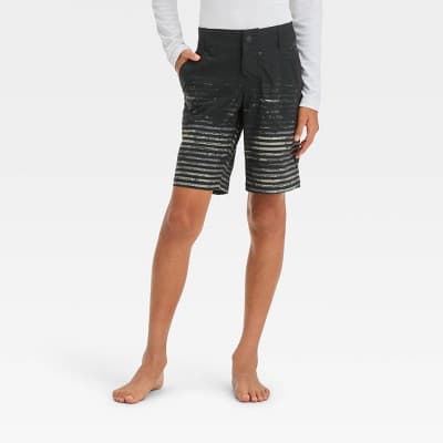Boys' Hybrid Striped Swim Shorts - art class™ Gray 4