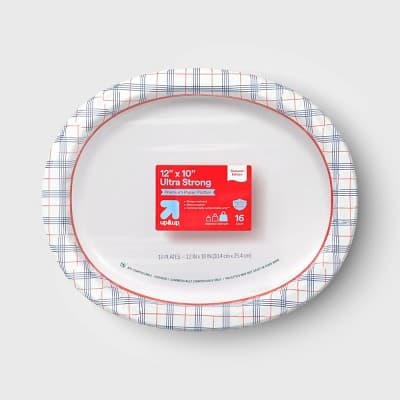 Disposable Platters Oval - RWB Plaid - 16ct - up&up™