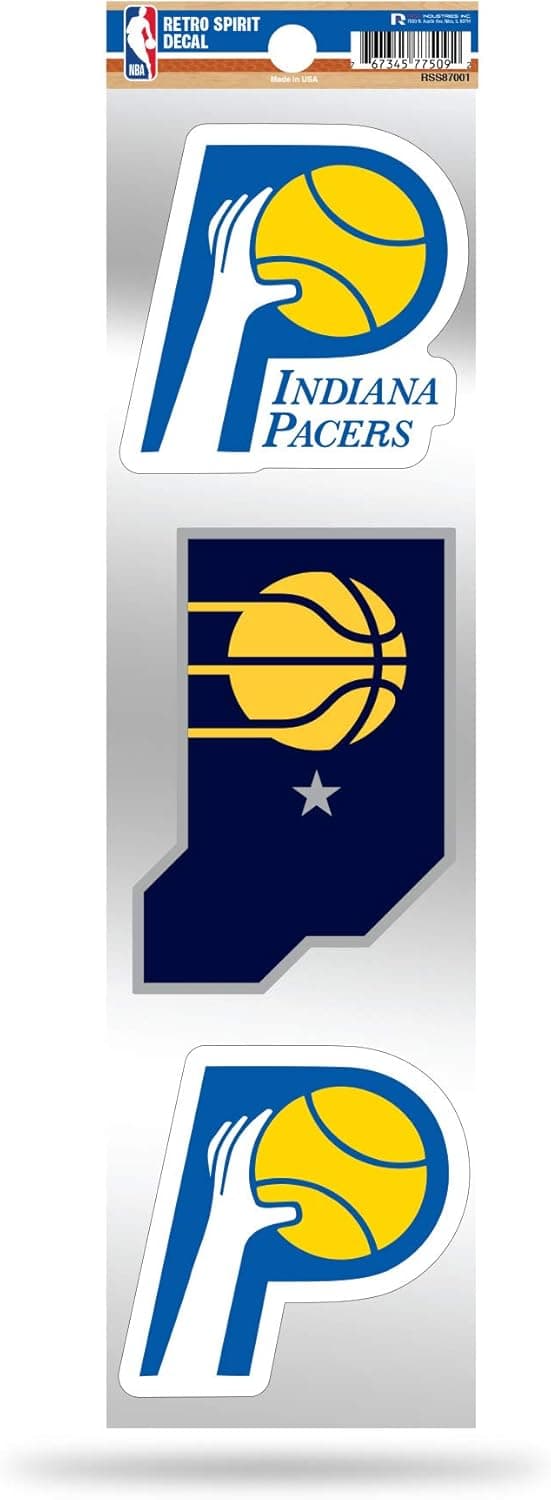 Pacers 3-Piece Retro Spirit Decals by Rico Industries