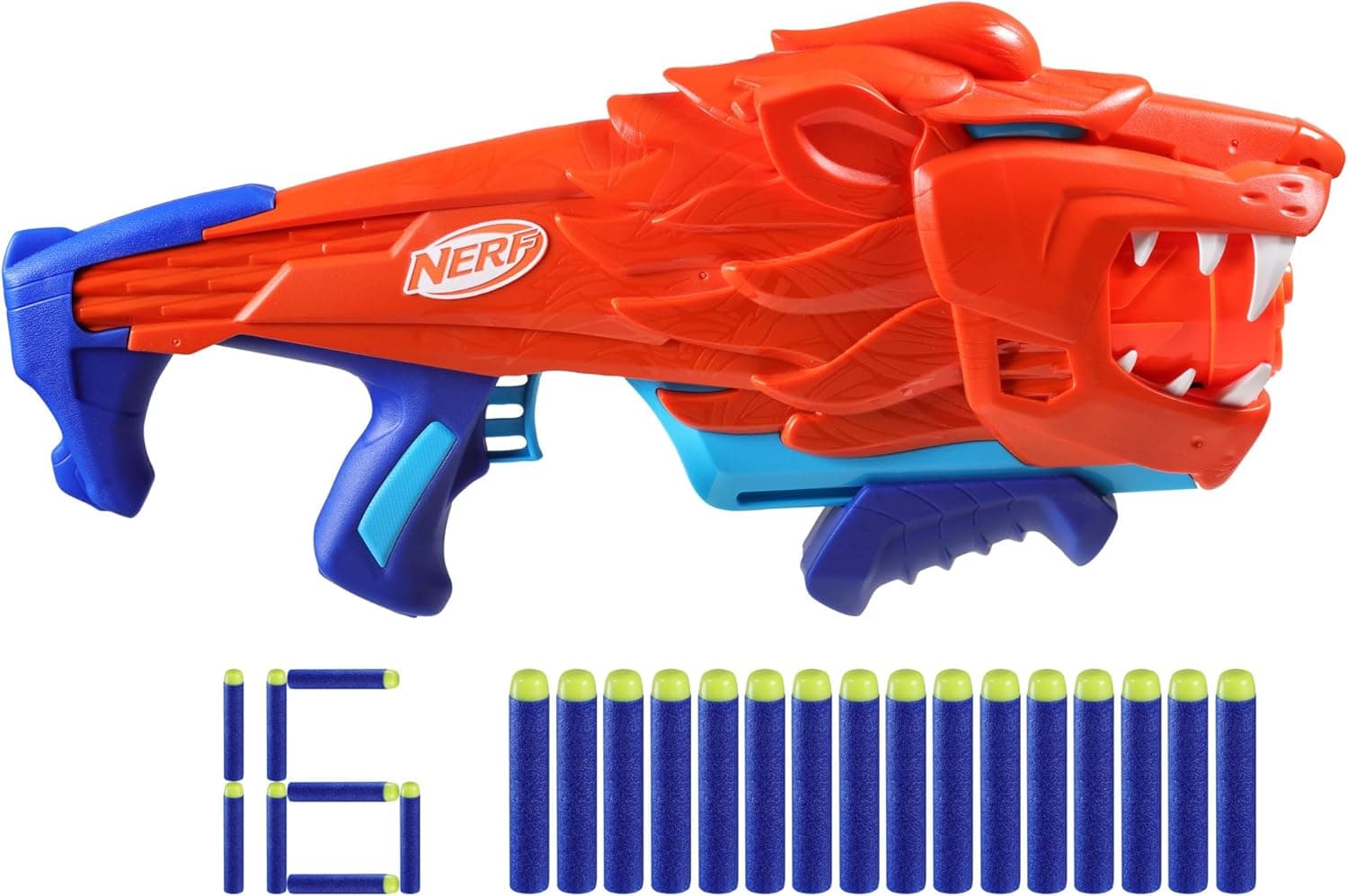 Nerf Wild Lionfury Dart Blaster with 16 Darts - Fun Outdoor Toy