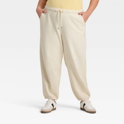 Women's Mid-Rise Barrel Leg Sweatpants - Universal Thread™ Cream XXL