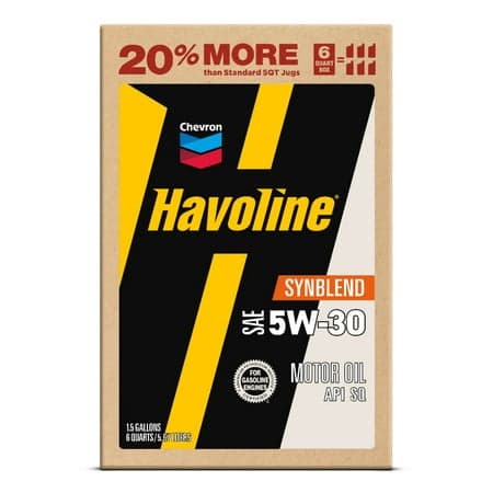 Chevron Havoline Synthetic Blend Motor Oil 5W-30, 6 Quart Smart Change Box