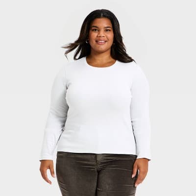 Women's Long Sleeve Slub Ribbed T-Shirt - Universal Thread™ Heather Gray XXL