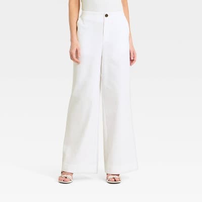 Women's Faux Linen Trousers - A New Day™ White 4