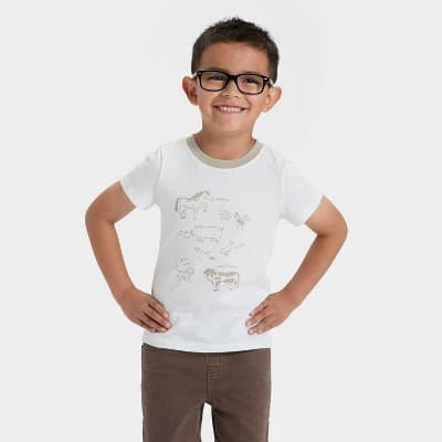 Toddler Boys' Short Sleeve Farm Animals Graphic T-Shirt - Cat & Jack™ Off-White 3T