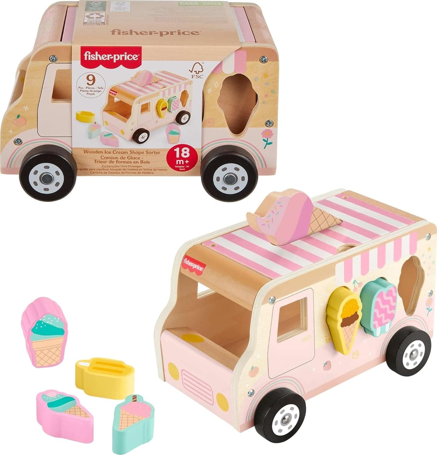 Fisher-Price Wooden Toddler Toy Ice Cream Truck