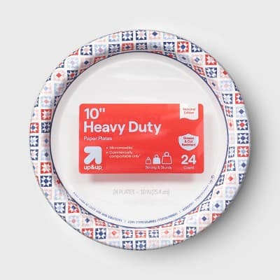 Disposable Plates 10" - RWB Quilt - 24ct - up&up™