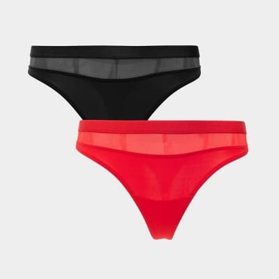 Parade Women's 2pk Thong - Balloon/Eightball XXXL: Recycled Nylon & Spandex, Lightweight Microfiber, Mid Rise, Cotton Gusset