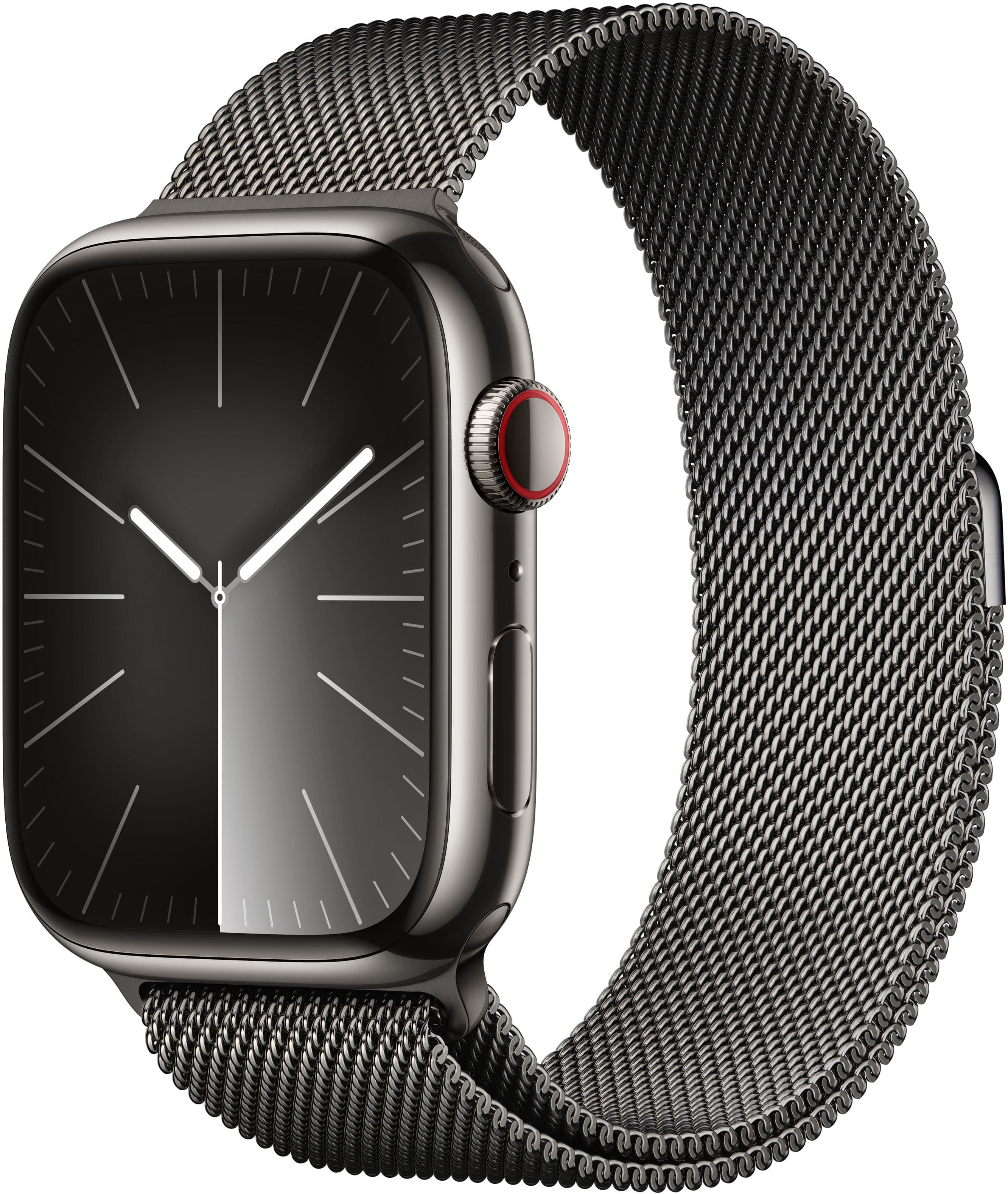 Apple GS Cert Refurb Watch Series 9 GPS + Cell 45mm Graphite Stainless Steel Case w Graphite Milanese Loop Graphite 2023 - Graphite - (2023)