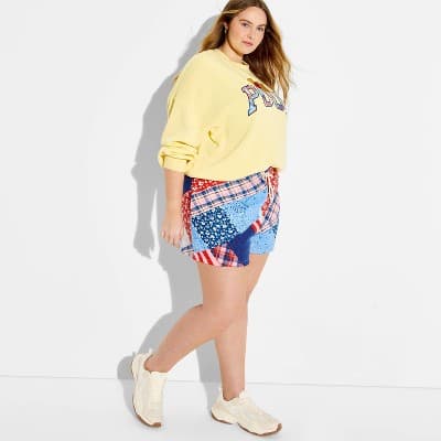 Women's Mixed Print Graphic Jogger Shorts - 2X