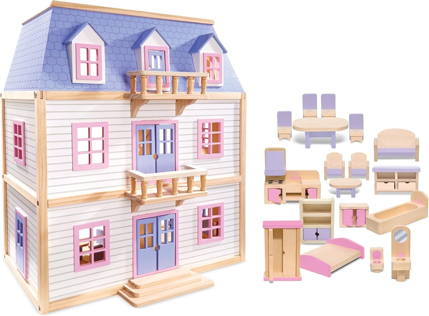 Melissa & Doug Wooden Dollhouse - Imaginative Pretend Play