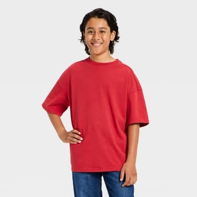 Boys' Heavyweight Short Sleeve T-Shirt - art class™ Burgundy XL