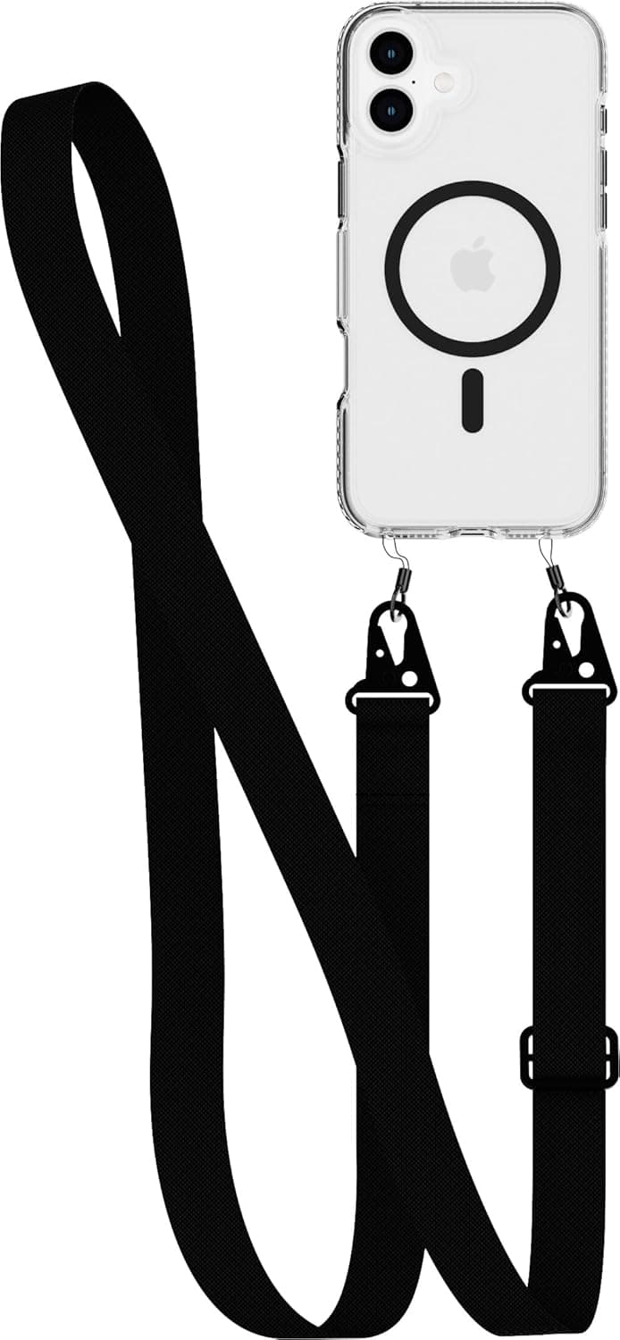 Rugged iPhone 16 Plus Case with Crossbody Strap