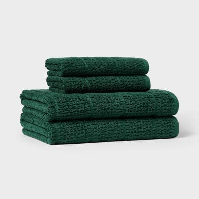 4pc Value Bathroom Towel Bundle Set (2 Bath + 2 Hand) Green Solid - Threshold™