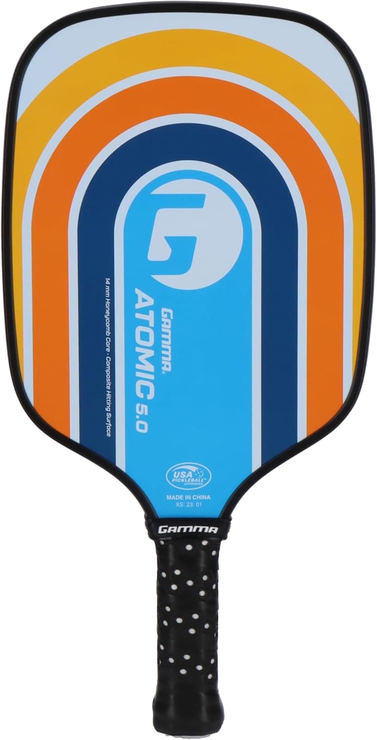 Gamma Sports 5.0 Pickleball Paddle, Graphite Pickleball Paddle with Polypropylene Core and Honeycomb Grip, Blue and Orange, 4 (1/4)