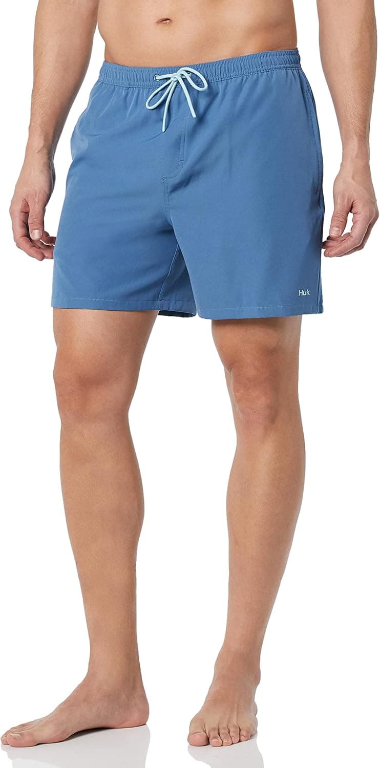 Versatile Swim Shorts: HUK Volley 5.5" Quick-Dry Titanium Blue