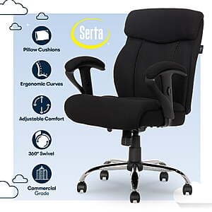 Serta Commercial-Grade Fabric Office Chair (Up to 300 lbs) - $91