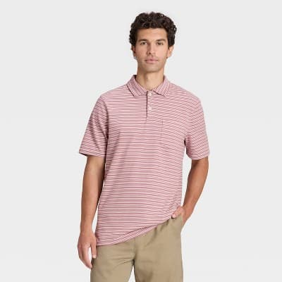 Men's Vintage Polo Shirt - Goodfellow & Co™ Mauve Striped M