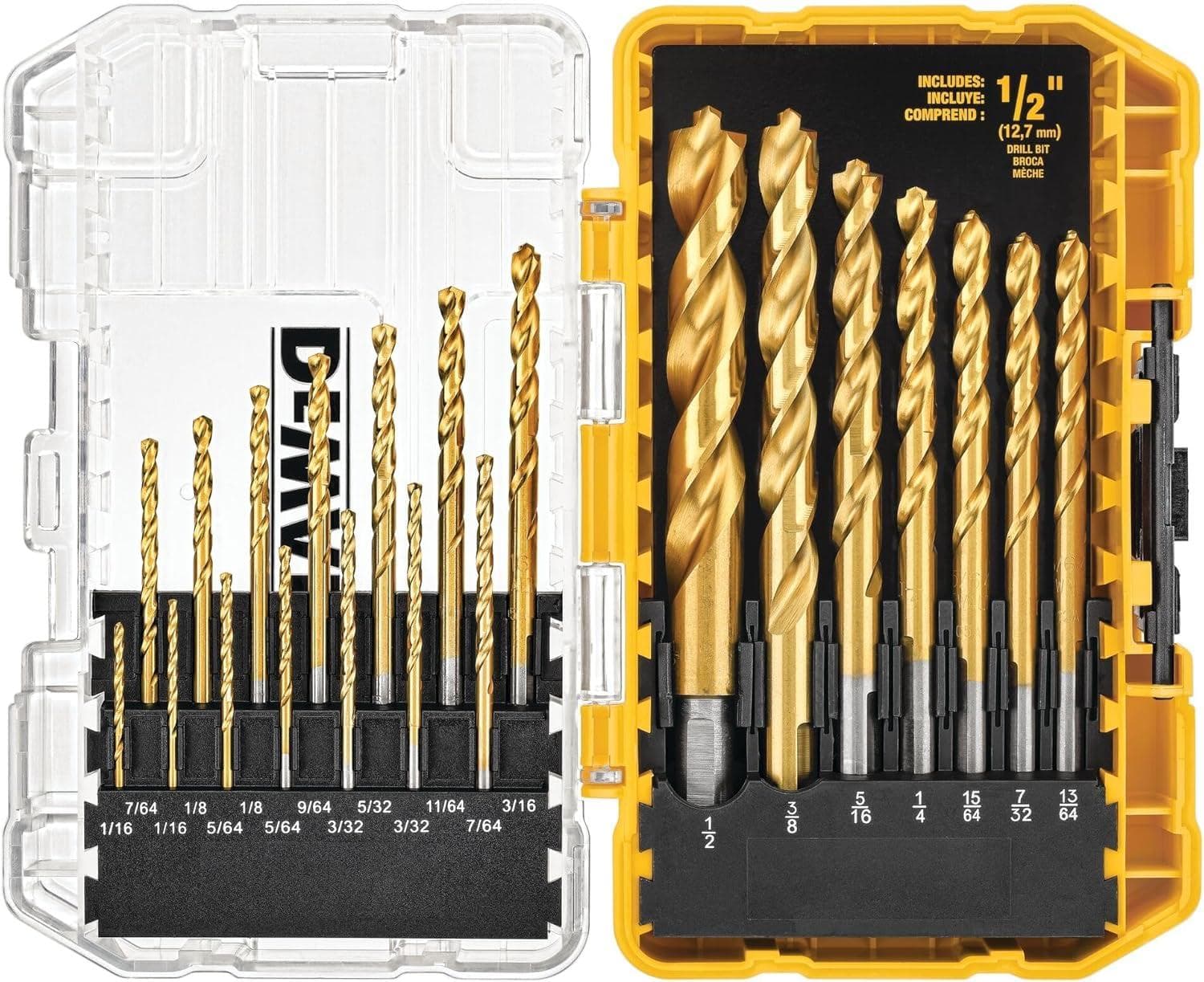 21-Piece DEWALT Titanium Pilot Point Drill Bit Set Amazon