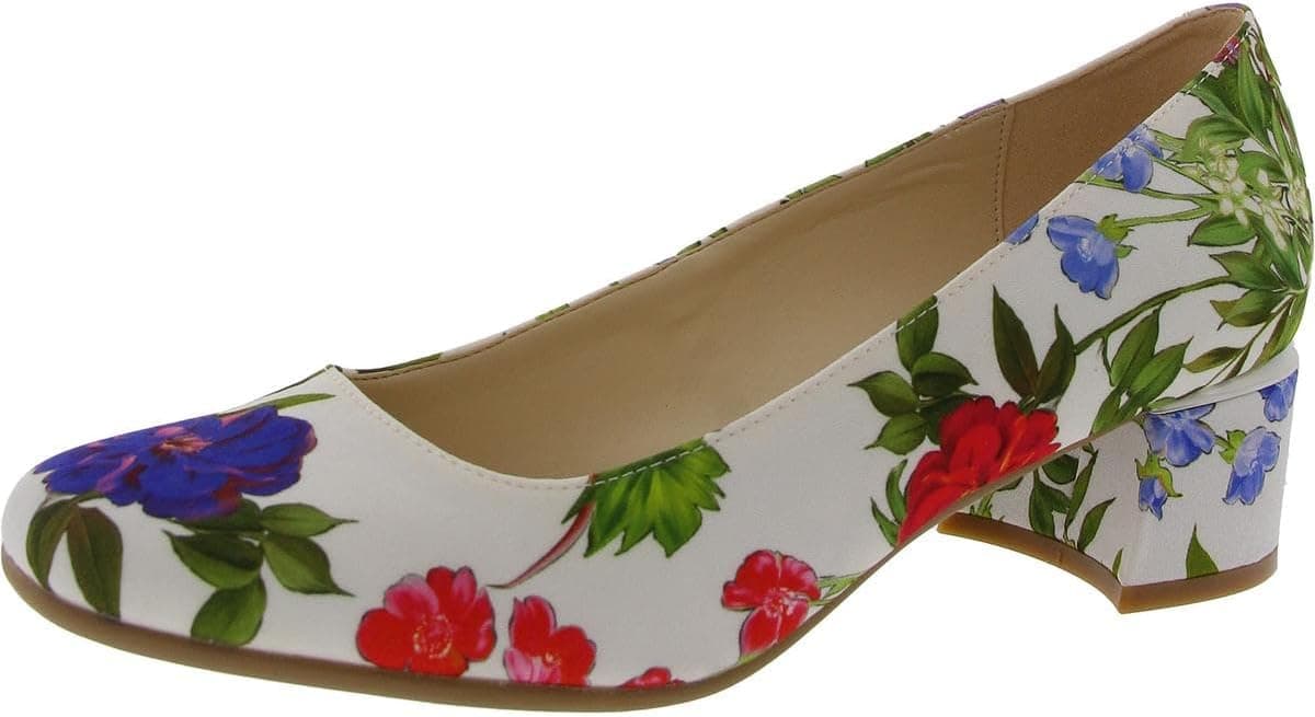Nine West Women's Geona9x9 Pump, White Floral 140, 6