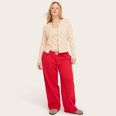 Women's High-Rise Boxer Sweatpants - Parke x Target Red XL