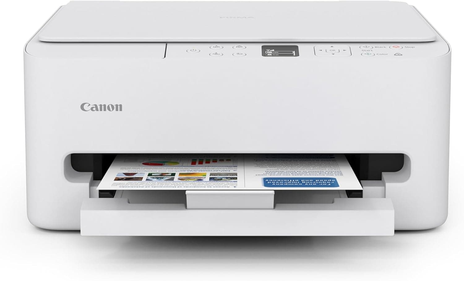Canon PIXMA TS6520 Wireless Color Inkjet Printer Duplex Printing, White – Home Printer with Copier/Scanner, 1.42” OLED Display, Intuitive Control Panel, Compact Design