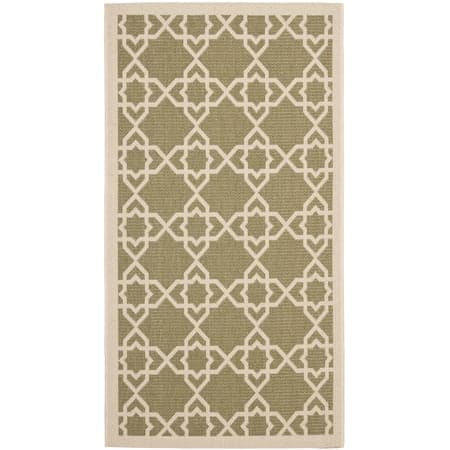 SAFAVIEH Courtyard Carol Geometric Indoor/Outdoor Area Rug, Green/Beige, 2'7" x 5'