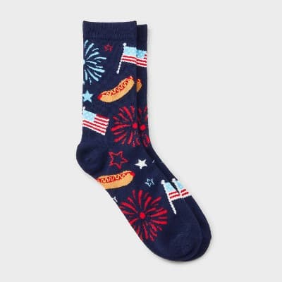Women's Fourth of July Crew Socks - Navy Blue 4-10