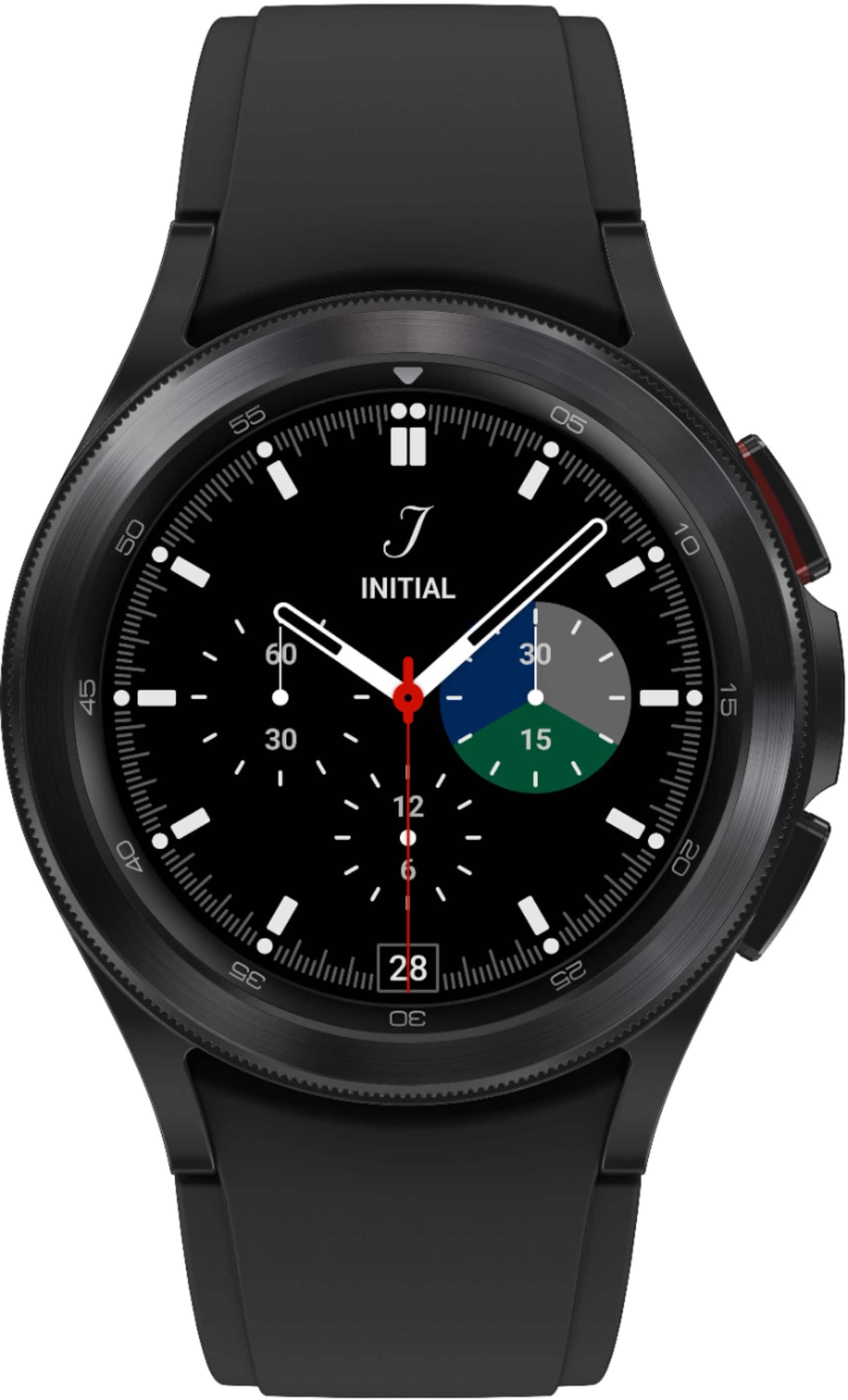 Samsung - Geek Squad Certified Refurbished Galaxy Watch4 Classic Stainless Steel Smartwatch 42mm LTE - Black - (2021)