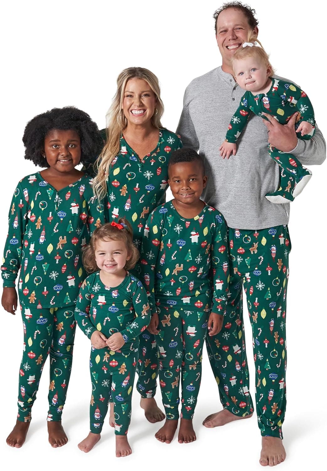 Cozy Holiday Family Pajamas: Gerber Baby Neutral Green, 12M