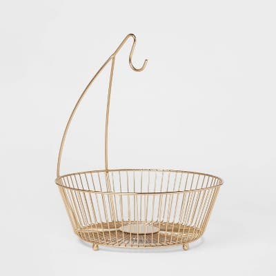 Delavan Collection Metal Wire Fruit Basket with Banana Hanger Gold - Threshold™: Iron Round Fruit Bowl & Banana Stand