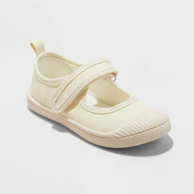 Toddler Marina Mary Jane Sneakers - Cat & Jack™ Gold 10T: Hook and Loop Closure, Non-Marking Sole, Canvas Upper, Closed Round Toe