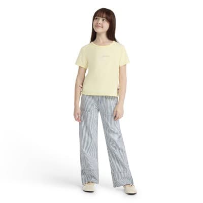 Levi's® Girls' Striped Cuffed Wide Leg Jeans - Light Wash 7