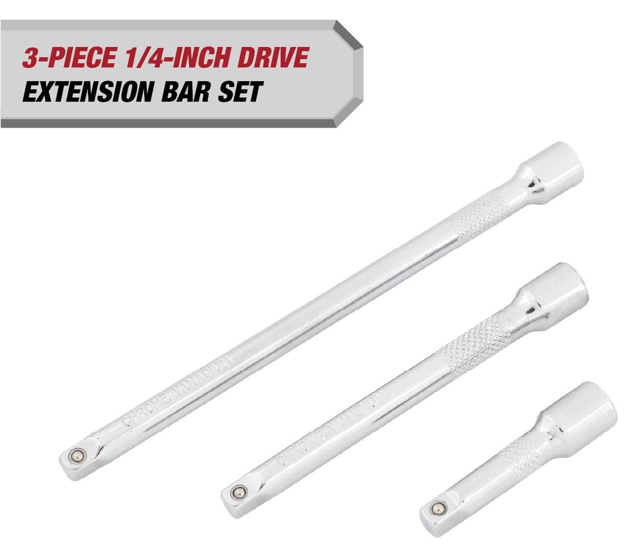 Hyper Tough 1/4" Drive 2", 4" & 6"Extension Bar Set Walmart