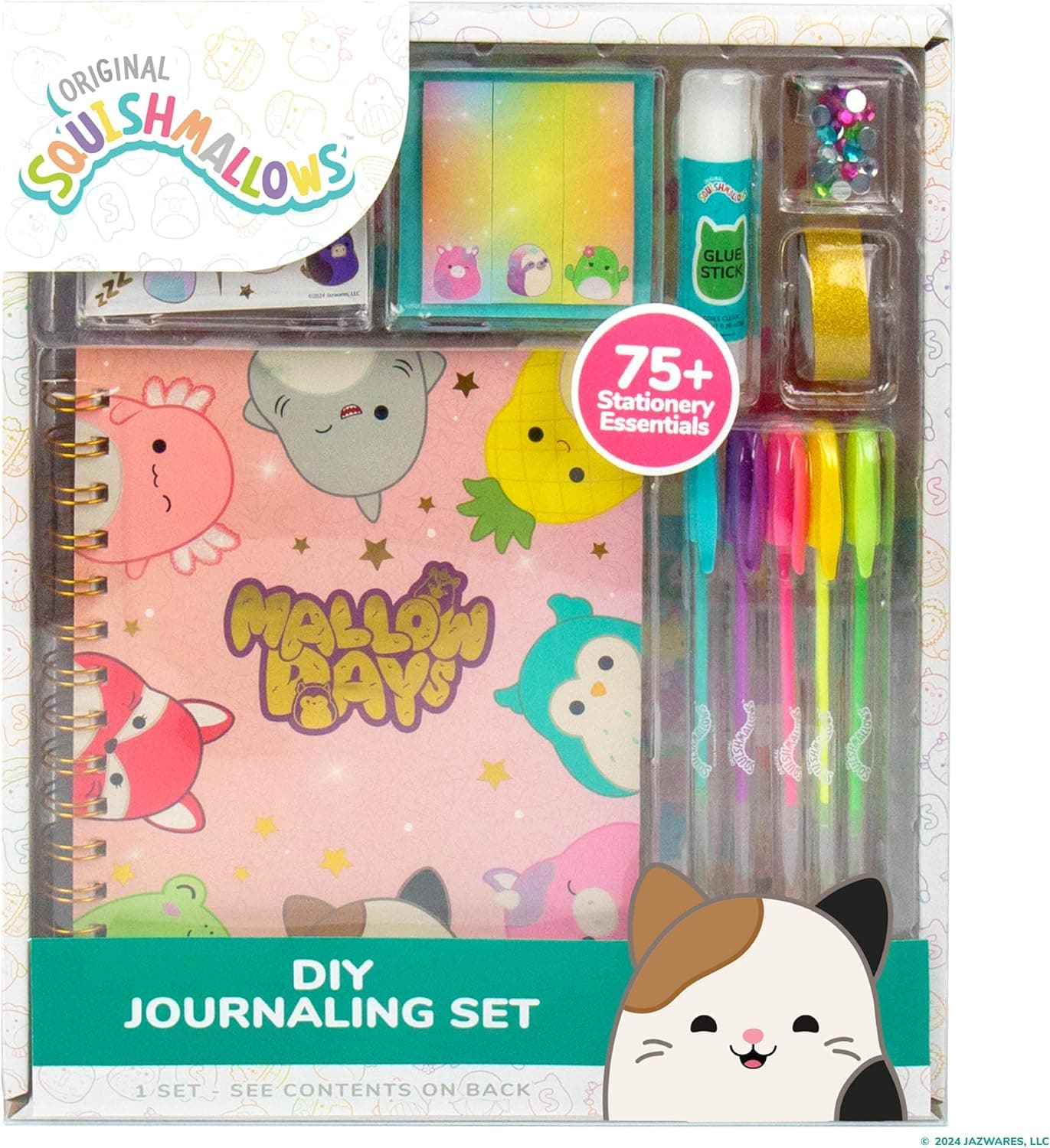 Squishmallows DIY Journaling Set: Pens, Stickers, Gems