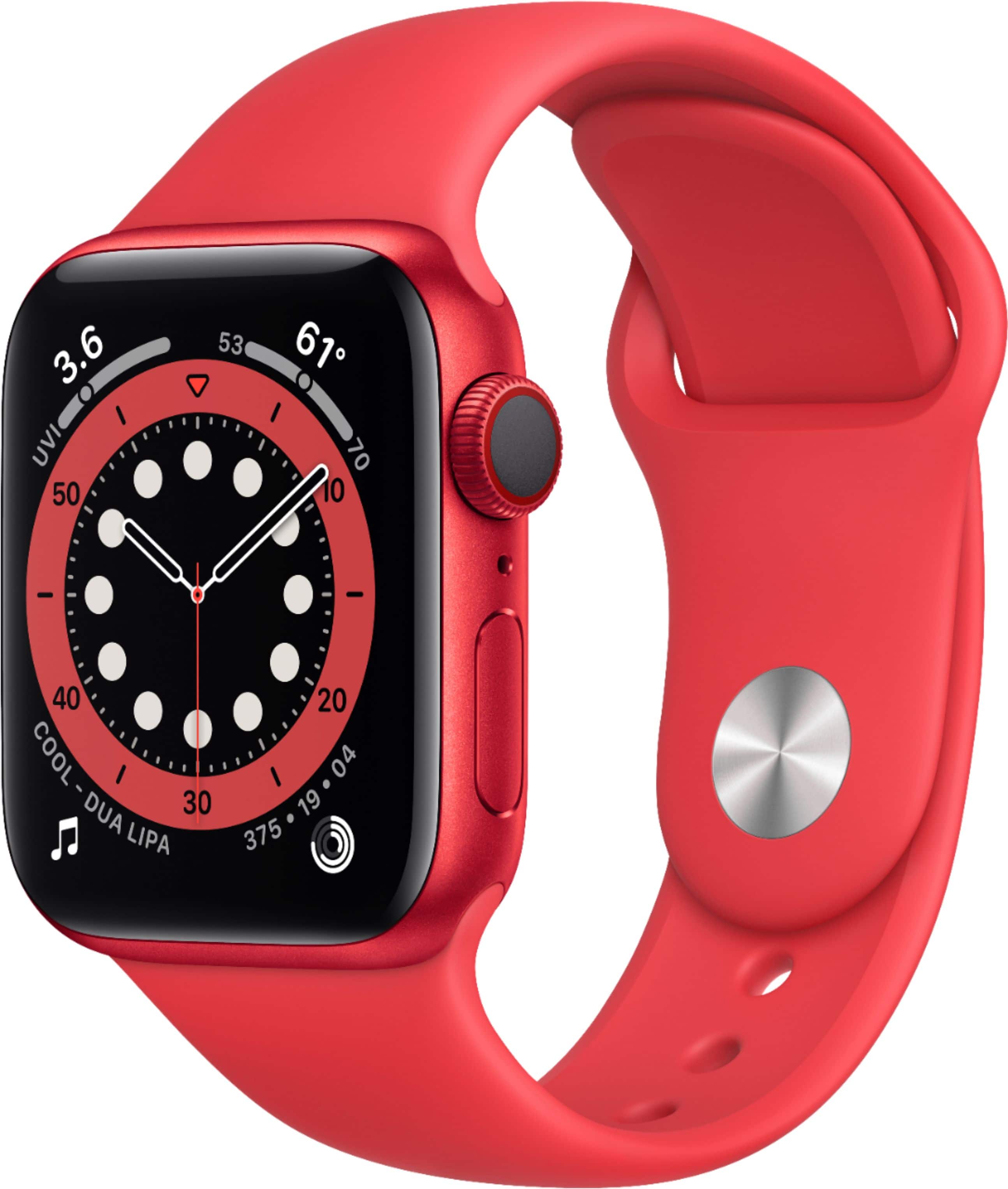 Geek Squad Certified Refurbished Apple Watch Series 6 (GPS + Cellular) 44mm Aluminum Case with Red Sport Band - (PRODUCT)RED - (2020)