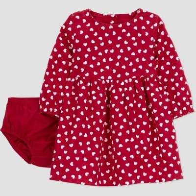 Carter's Just One You® Baby Girls' 2pc Valentine's Day Heart Dress and Bloomer Set - Red 18M
