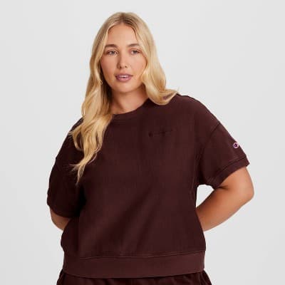Champion Women's Vintage Wash Short Sleeve Fleece T-Shirt - Maroon 1X