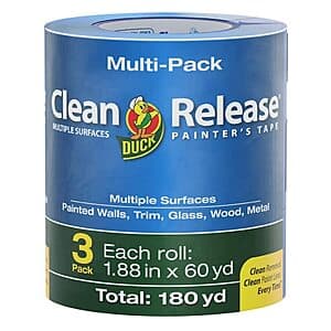 Duck Clean Release Blue Painter's Tape: 3-Pack of 1.88"x60-yd Rolls for $13.15