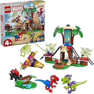 LEGO Marvel Spidey and His Amazing Friends Spidey and Gobby's Raptor Battle at Tree House HQ - Dinosaur Building Toy for Kids, Boys and Girls, Ages 4+ - Preschool Pretend Play Set - Gift Idea - 11200