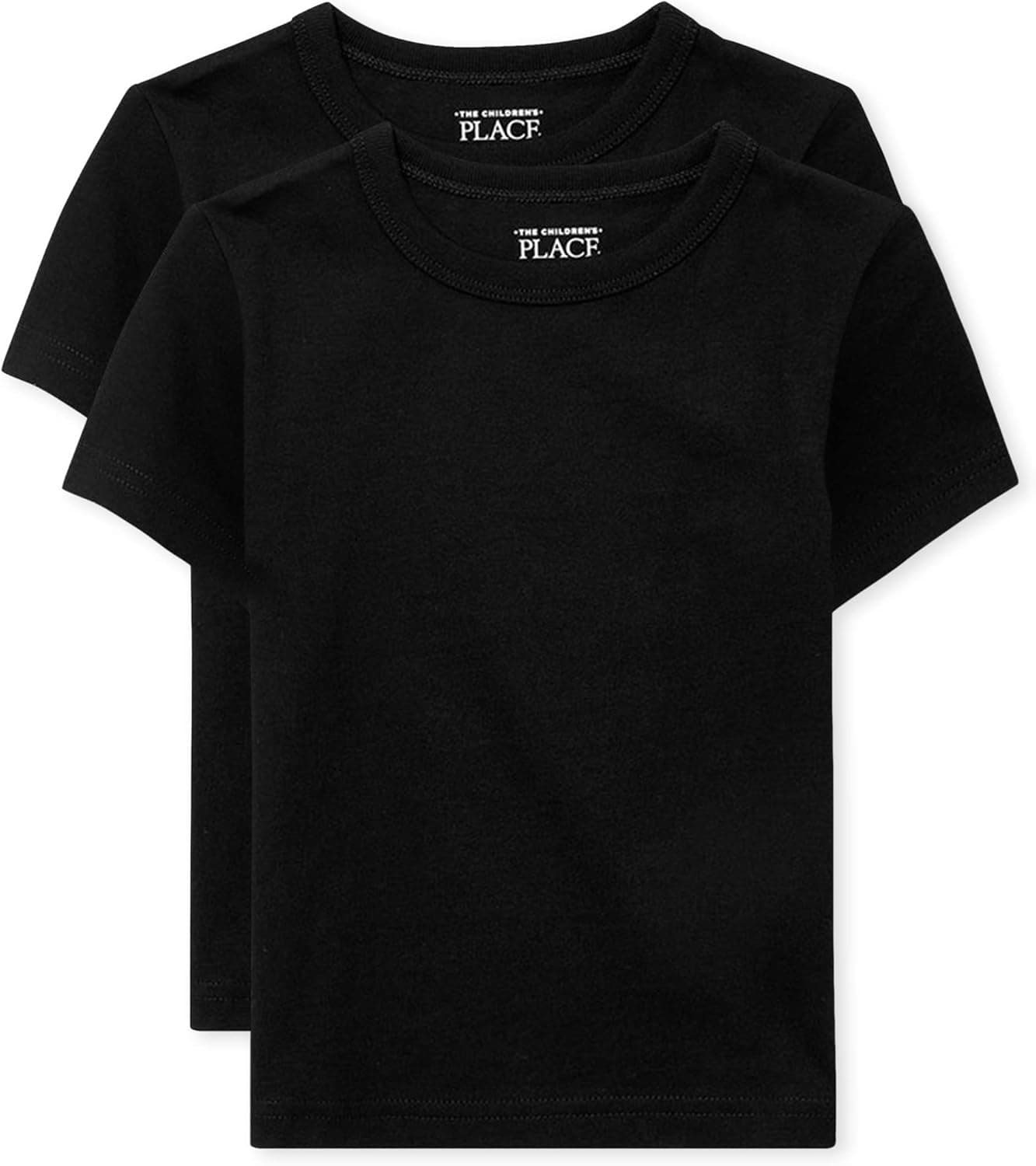 The Children's Place Baby Toddler Boys Short Sleeve Basic Layering T-Shirt, Black 2 Pack, 6-9 Months