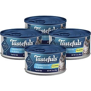 4-Pk 3-Oz Blue Buffalo Tastefuls Flaked Wet Cat Food (Chicken in Gravy Entrée) $3.35 w/ S&S