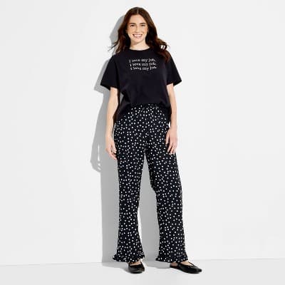 Women's The Devil Wears Prada Graphic Pull-On Pants - Black Polka Dots XXS