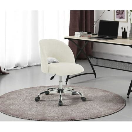 Mainstays Fabric Upholstered Open Back Office Chair with Textured Boucle Fabric, Casters, Vanilla for Teens and Adults